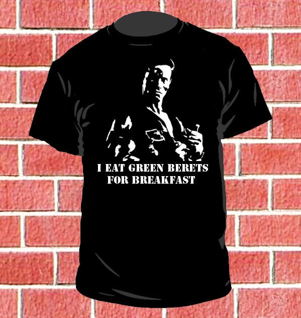 COMMANDO CULT ARNIE MOVIE T SHIRT EAT GREEN BERETS JF89