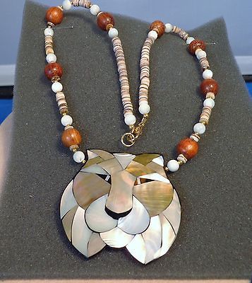 LEE SANDS TIGER MOTHER OF PEARL NECKLACE.