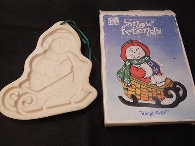 Longaberger Cookie Mold Sleigh Belle w Box Snow Friend Snowman Sled