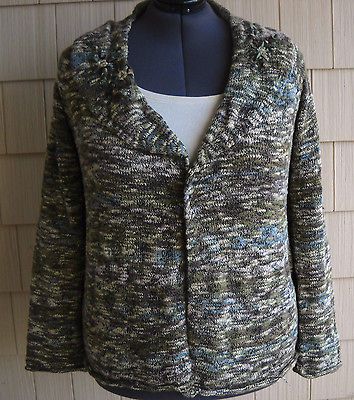 COLDWATER CREEK Sz XL(18) L/S Marled Multi Color Chenille Open Front