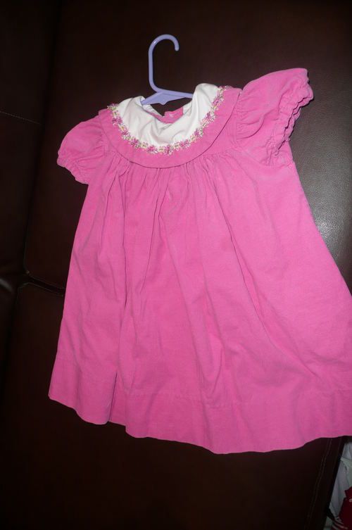 2T Chabre pink corduroy dress EUC white collar