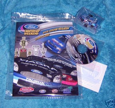 NASCAR 2002 Ford Championship Miami Speedway Program CD Decal Die Cast