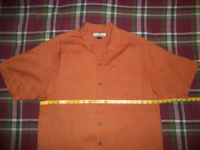 Bahama * Silk * Button Down Front Shirt ~ mens M Medium Copper Check
