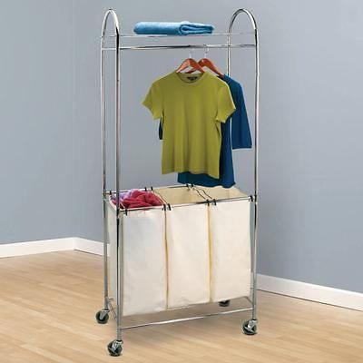 Laundry Center Chrome shelf hanger 3 bin sorter dryer