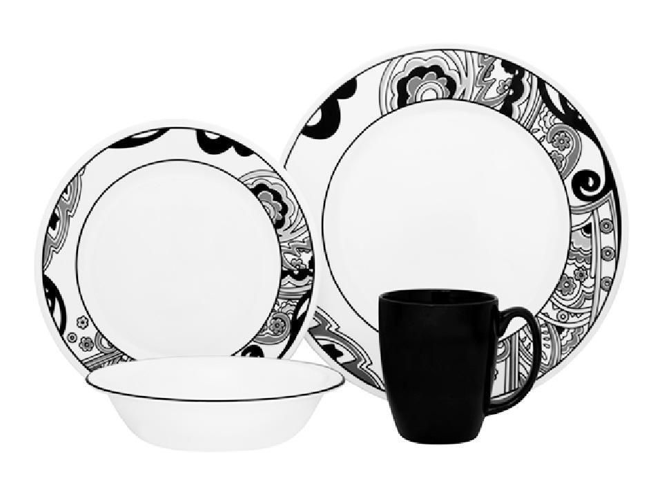 corelle dinnerware set black