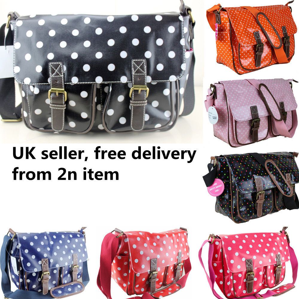 Oilcloth Polka dots Stars Cross Body School Bag Satchel Shoulder