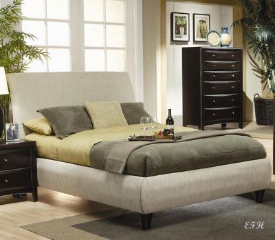 HILLARY GREY/ BEIGE MICROFIBER KING LOW PROFILE BED