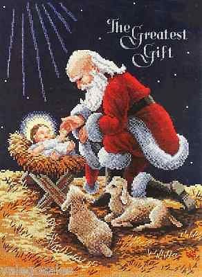 Janlynn Counted Cross Stitch Kit 11 x 14 ~ KNEELING SANTA Sale #015