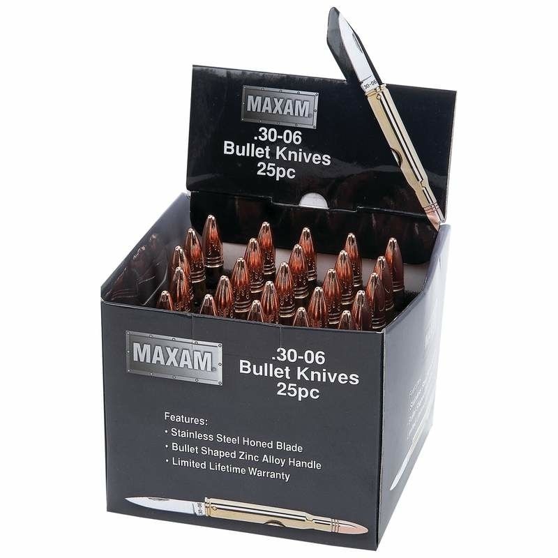 Maxam® 25pc Gold Tone Bullet Knives in Countertop Display