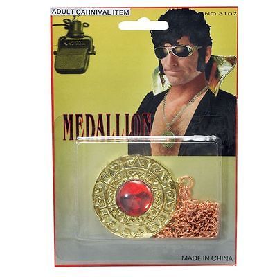 Costume Jewellery Rock Medallion Gold Colour Plus Red Jewel Aztec