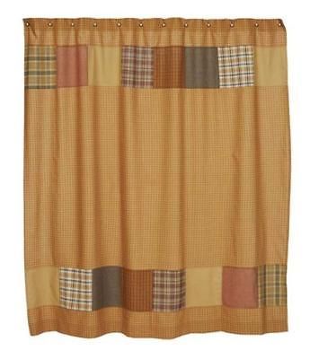 COUNTRY PRIMITIVE PLAID PATCHWORK COTTON SHOWER CURTAIN