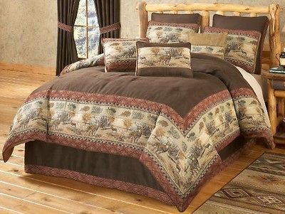 Croscill Deer Valley 4 Pc Comforter Set King Brown Animal Print