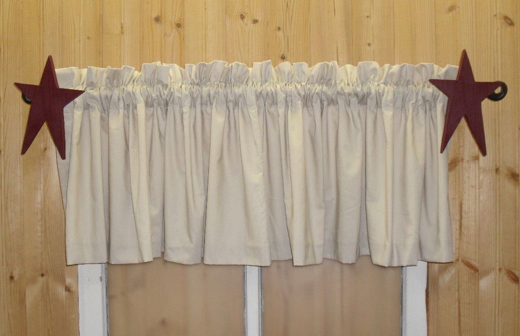 Country Primitive Tea Dye Muslin Valance