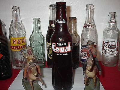 EMPTY ACL 10 OZS DARK AMBER GLASS ORANGE CRUSH SODA BOTTLE