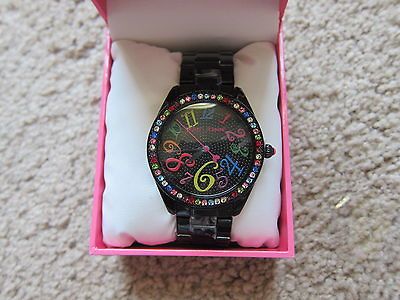 JOHNSON BJ0048 05 Crystal Embellished Boyfriend Bling Time Watch NWT