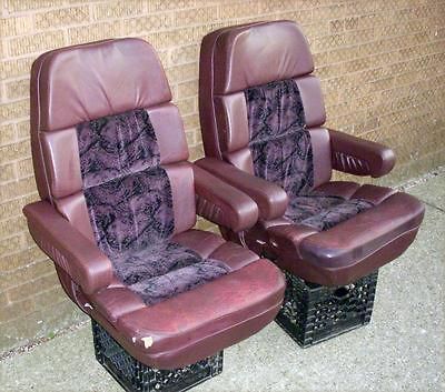 Ford Econoline Custom Van Pair of Purple Leather Seats Captain Chairs