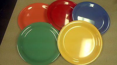 DESSERT PLATE 7 HEAVY MELAMINE 5 Colors Red Green Blue Yellow Orange