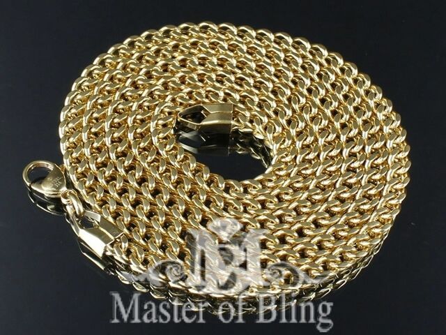 STEEL 14K GOLD FINISH FRANCO NECKLACE CHAIN MENS CUSTOM SOULJA BOY NEW