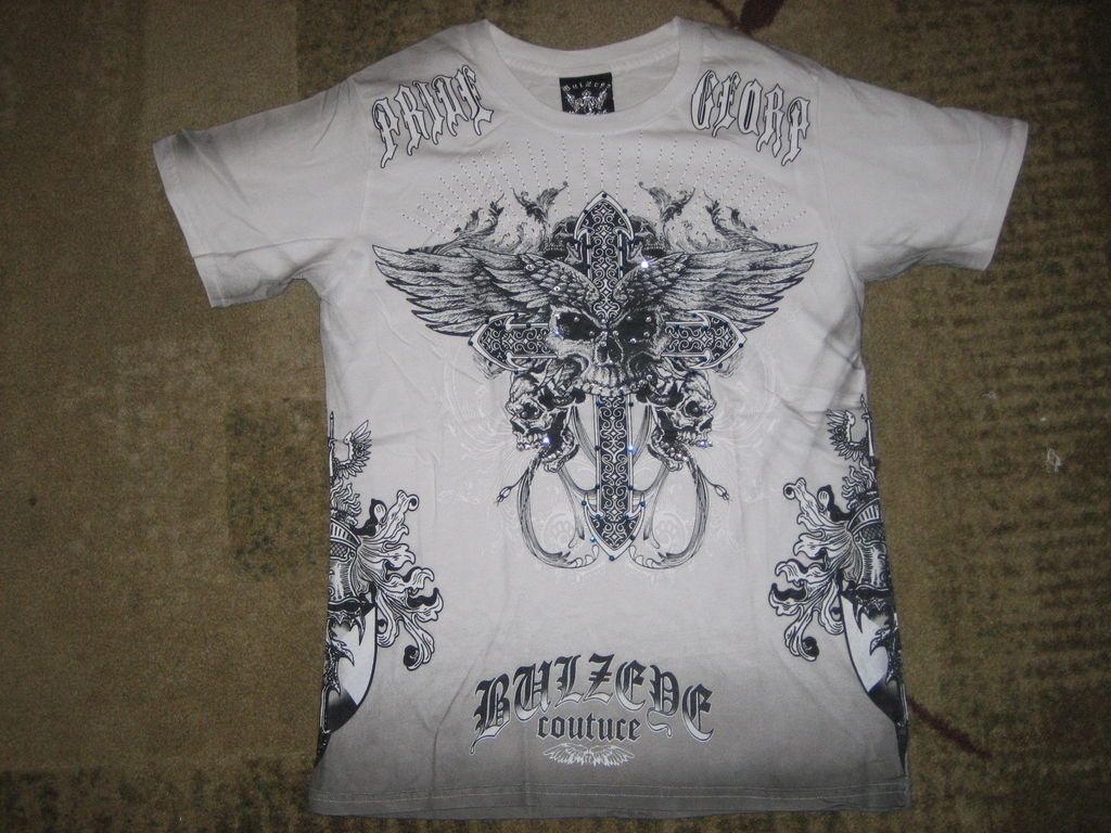 BULZEYE COUTURE SHIRT PRIDE GLORY WINGED SKULL CROSS CROWN REAPER