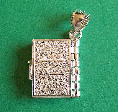 MINI JEWISH HEBREW BOOK LOCKET SILVER .925 PRAYER PENDANT NECKLACE