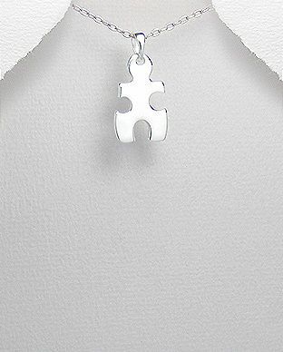 Piece Autism Awareness Sterling Silver Small Pendant Necklace II