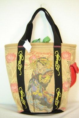 ED HARDY GEISHA PASSPORT NATURAL TOTE SHOULDER BAG VERY RARE *FREE