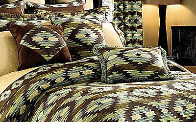 Croscill NEVADA Boudoir SQUARE Fashion 3 PILLOWS Set Aqua Sage Brown