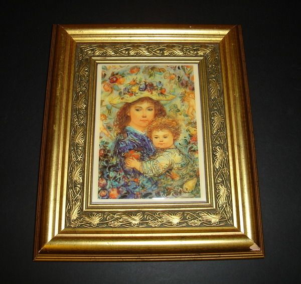 Edna Hibel Framed Porcelain Tile Wonder of Nature COA