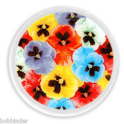 PEGGY KARR PA11P 11in PANSY COLLAGE GLASS PLATE NIB