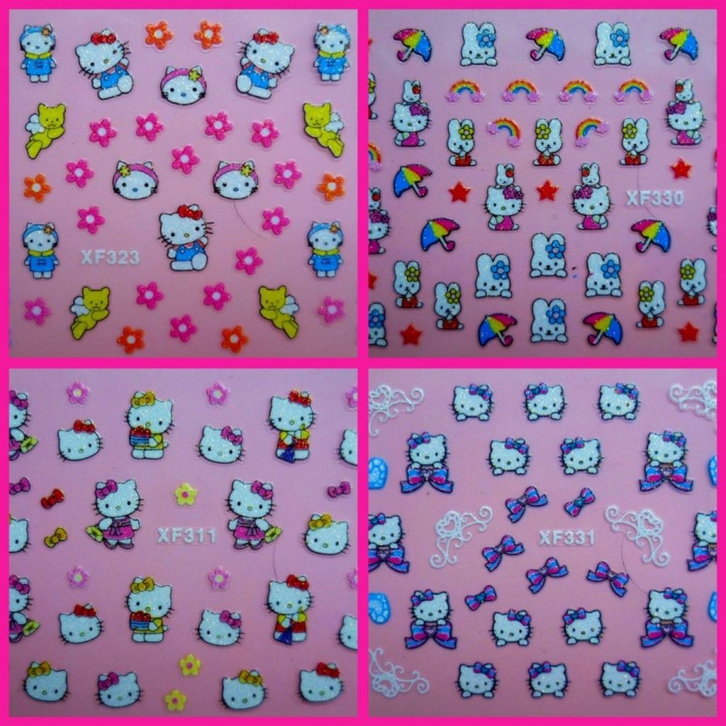 HELLO KITTY 3D NAIL ART STICKERS ONLY 99P 23 DESIGNS IDEAL STOCKING