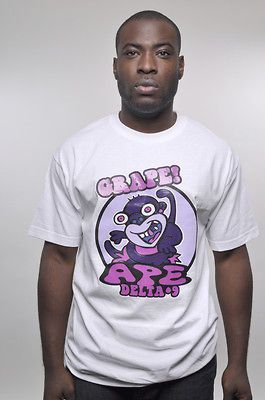 NEW MENS D9 DELTA NINE RESERVE GRAPE APE CRAZY MONKEY WHITE PURPLE TEE