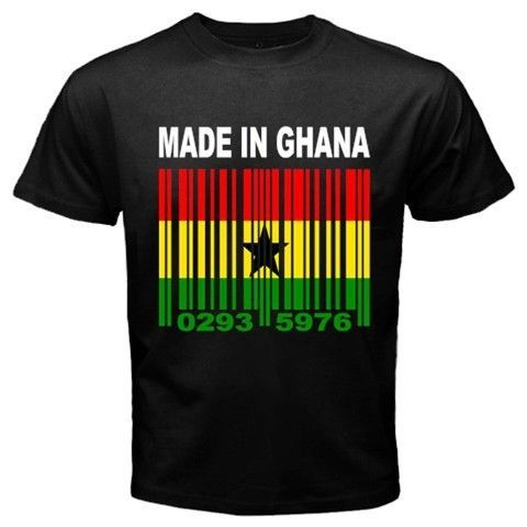 MADE IN GHANA Ghanaian Accra Africa Country barcode Flag Black T shirt