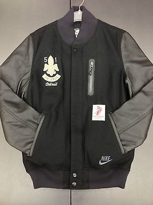 VARSITY NSW LETTERMAN JACKET DETROIT BLACK CITY LEATHER RETRO BLACK