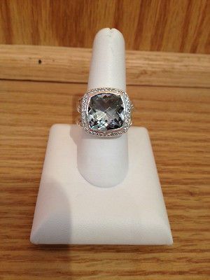 DAVID YURMAN SS MOONLIGHT ICE PRASIOLITE+DIAMOND RING 14mm 