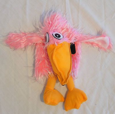 Mini Small Stuffed Plush Fuzzy Pink Orange Pterodactyl Puppet Doll Toy