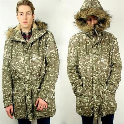 DIESEL INDUSTRY WUOTO CAMO BLACK & GOLD HOODED SUPREME PARKA COAT