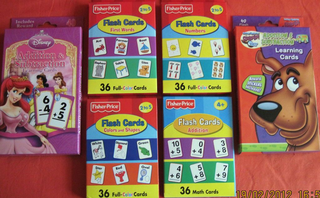 NEW FISHER PRICE & DISNEY FLASH CARDS COLOURS SHAPES FIRST WORDS