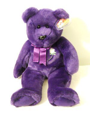 1998 Princess Diana Original Beanie Buddy Purple Soft Bear Green White