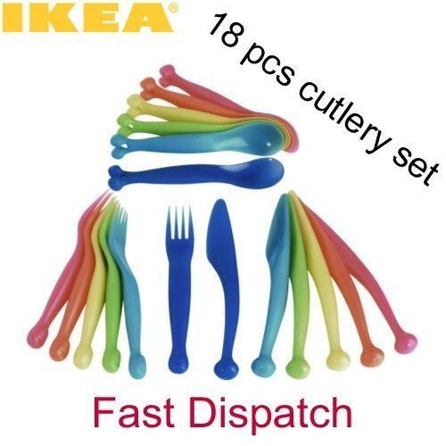 IKEA Kalas Children / Kid Plastic Cutlery Set 18pcs NEW