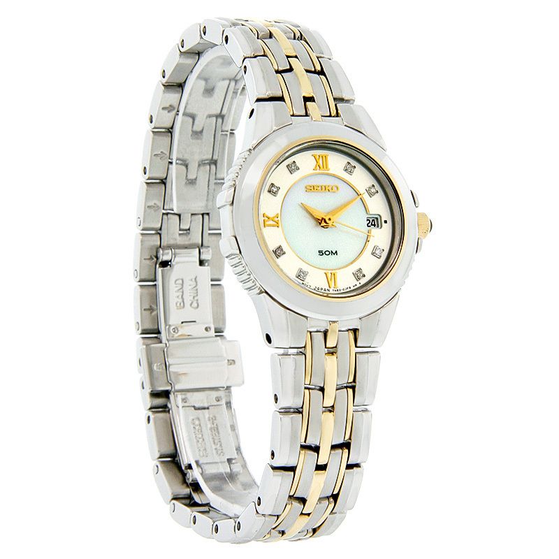 Le Grand Diamond Ladies Mop Dial Two Tone Dress Quartz Watch SXDA26