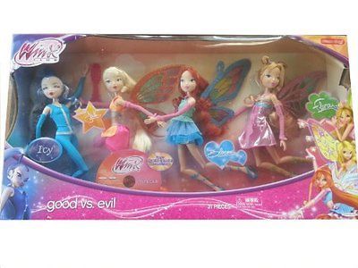 Winx Club Good vs Evil 4 Pack Icy Bloom Stella Flora 11.5 Enchantix