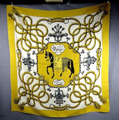 1966 VINTAGE ORIGINAL HERMES PARIS PALEFROI SILK SCARF SHAWL F.DE LA