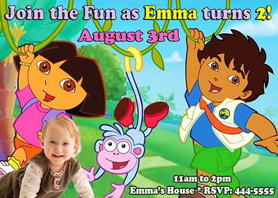 DORA THE EXPLORER AND GO DIEGO GO BIRTHDAY INVITATIONS