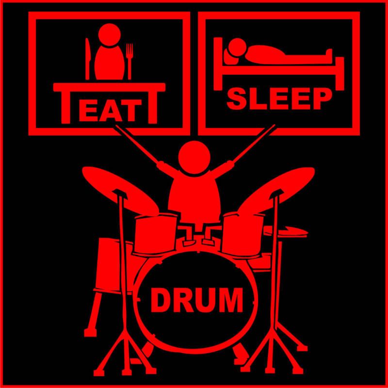 DRUM kit HOODY with sticks Snare bass cymbol & silencer