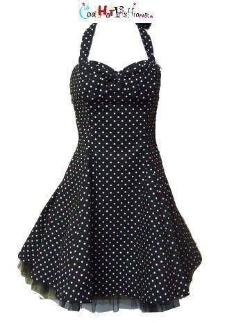 Black and White Polka dot mini Dress rockabilly pinup Punk vtg