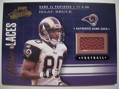 2001 PLAYOFF ABSOLUTE LEATHER AND LACES ISAAC BRUCE , RAMS  BOX