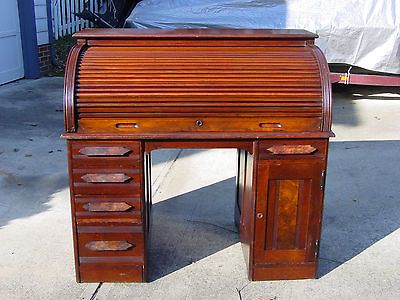 Fine Walnut Victorian Eastlake 48 Roll Top Desk Ca.1880