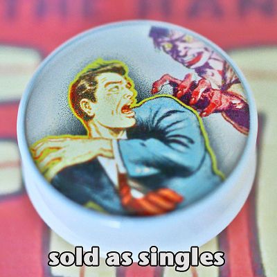 Comic book picture ear flesh plug gauge ZOMBIE