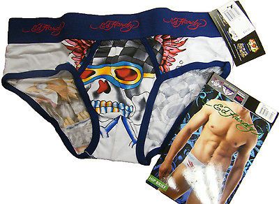 ED HARDY underwear boxershort NAVY hipbrief RACING SKULLS size XL £9