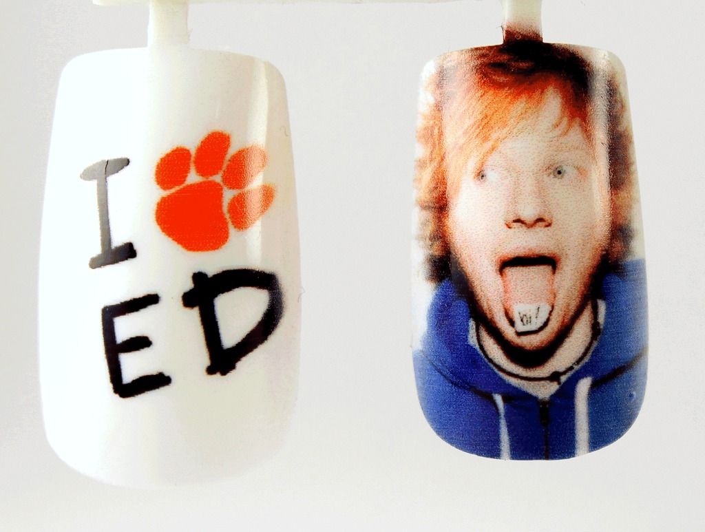 Ed Sheeran White Artificial Nails Fake Photo Nails